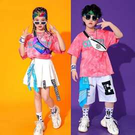 六一儿童啦啦队演出服男童街舞hiphop嘻哈潮装女童爵士舞走秀服装