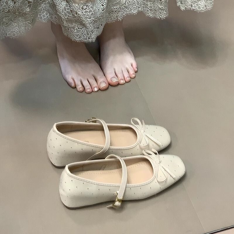Mint green ballet-style shoes with 5cm internal height increase for women, 2025 new model, versatile Mary Jane shoes for petite women, suitable for commuting