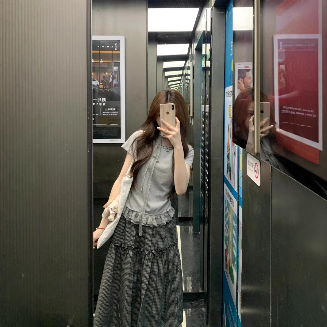여름 여성용 아메리칸 캐주얼 운동복 정장, 달콤한 리본 고양이 슬림핏 오른쪽 어깨 반팔 바지 투피스 세트