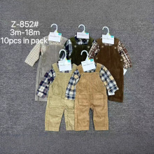 外贸批发男宝宝男小童衬衫背带裤套装2pc