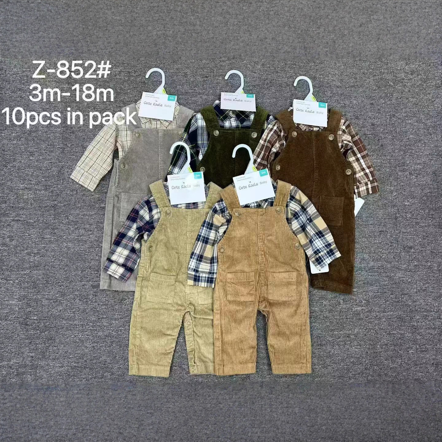 外贸批发男宝宝男小童衬衫背带裤套装2pc