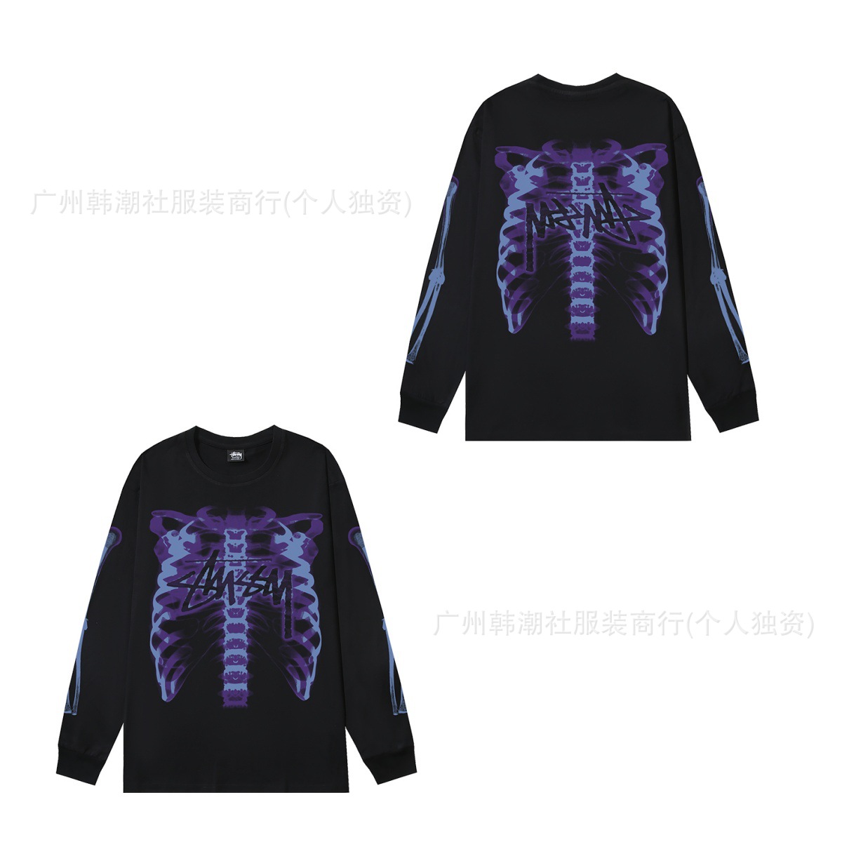 原標クロスボーダーの新型潮牌stuツアーの経典のアルファベットのプリントの丸首の長袖のtシャツは代行します。