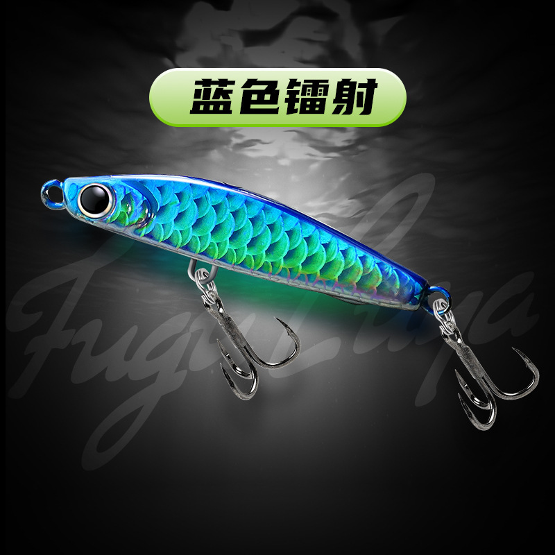 路亜鉄板の魚鱗の紋様が漂っています。鉄板の首を上げて釣りをします。|undefined