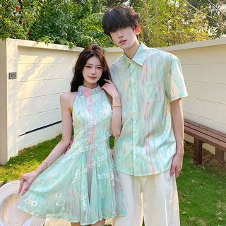 实拍海边风小众设计感情侣装夏季吊带女连衣裙法式一裙一衣潮2026