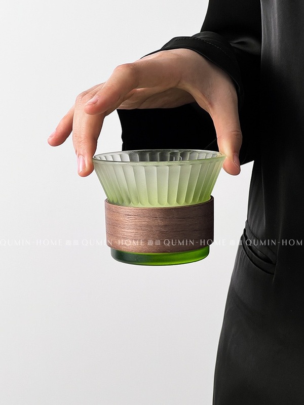 順皿 ~ 大衆グラデーション緑縦紋グラス家庭用飲水コップ高級感軽贅沢コーヒーカップ冷たい飲み物カップ|undefined