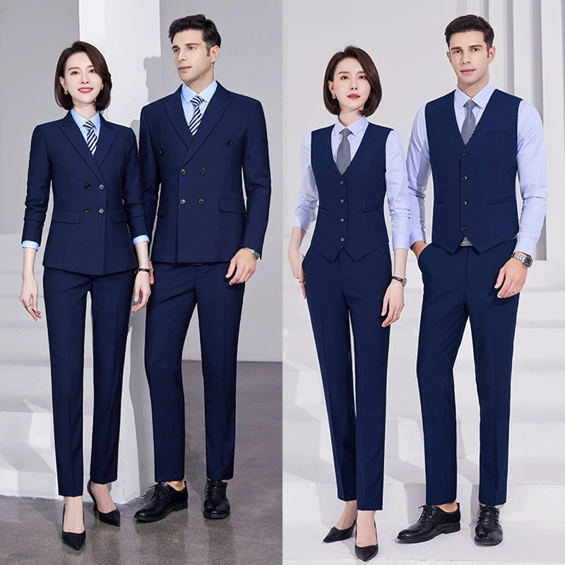 Весенне-осенний костюм для интервью, мужской и женский двубортный, профессиональная рабочая одежда больших размеров, формальный деловой костюм, пиджак, черный