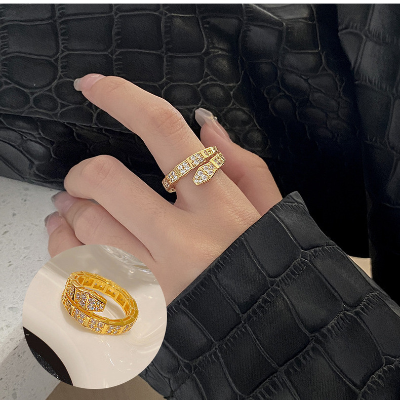 Simple Style Geometric Copper Inlay Zircon Open Ring 1 Piece