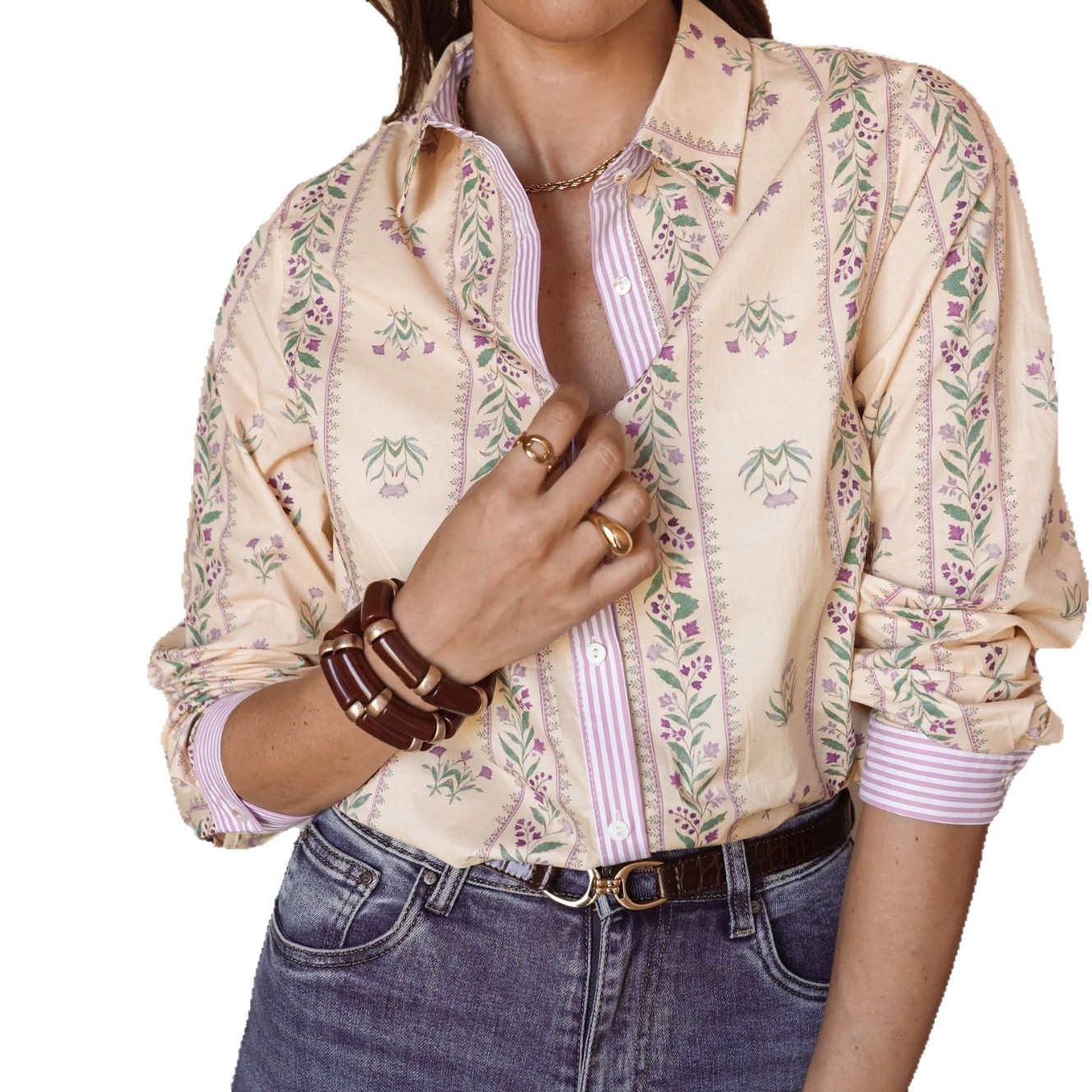 Comercio exterior de mujeres europeas y americanas camisa de manga larga francesa retro flor de corte de mujeres europeas y americanas camisa de nicho de diseño recto image 6
