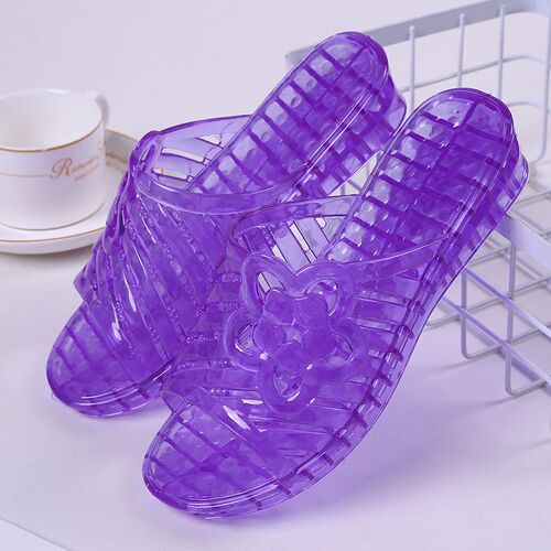Crystal Plastic Transparent Medium Heel Women's Slippers Women's Extra Large Jelly Color Wedge Sandal Slippers Home Bathroom Anti-Slip