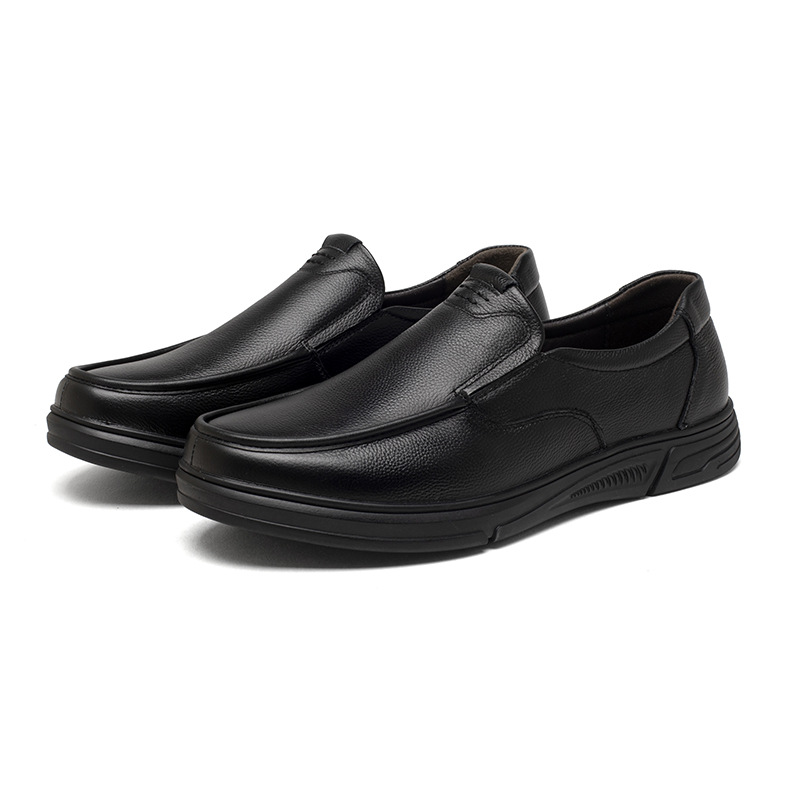 Men's casual leather shoes made of top-layer cowhide, soft sole and surface, slip-on, breathable, versatile, suitable for business and middle-aged/d Elderly gentlemen
