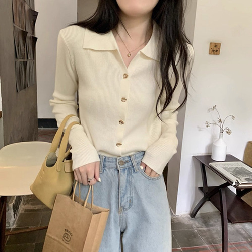 Autumn 2025 Leading Buttoned Sweater High-End Design Unique Long-Sleeved Knit Cardigan Base Top