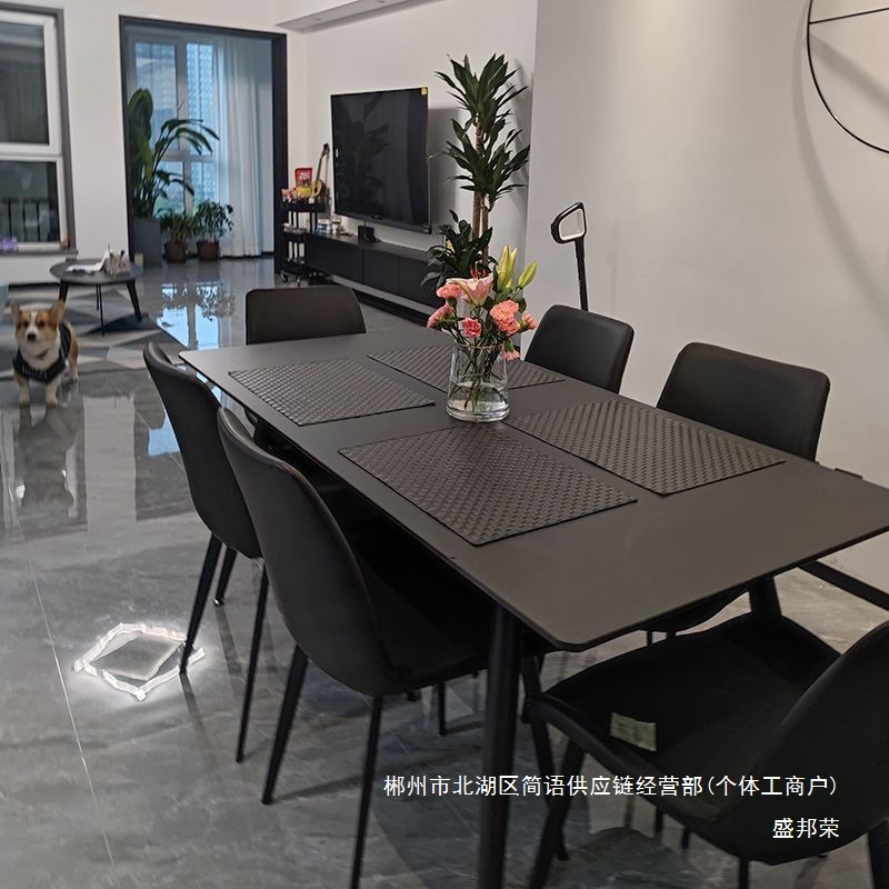 Fábrica directa 2026 tabla de comedor de roca negra pura combinación de mesa y silla de lujo ligera doméstica moderna y simple placa rectangular pequeña