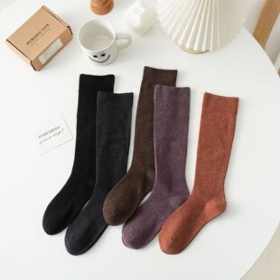 Cub socks for children jk black stockings striped double needle wool socks pressure leg socks and knee socks all-match warm