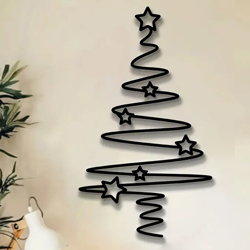 爆款圣诞节装饰品户外家居铁艺圣诞树墙面上挂件金属壁饰壁挂