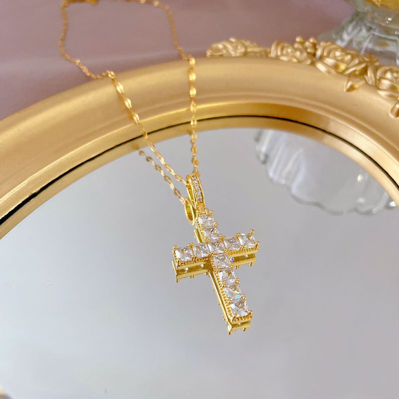 Collana statement di lusso con zirconi per donna in acciaio_voghion.com