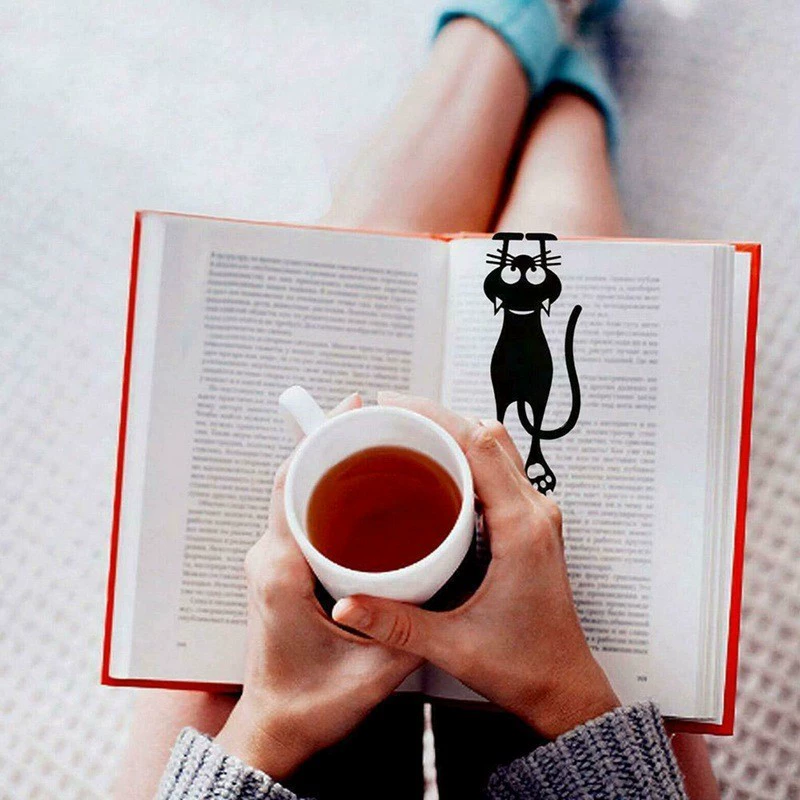 Creative Hollow Plastic Bookmark Hollow Bookmark Bookmark Black Hanging Bookmark 3D Cat Plastic