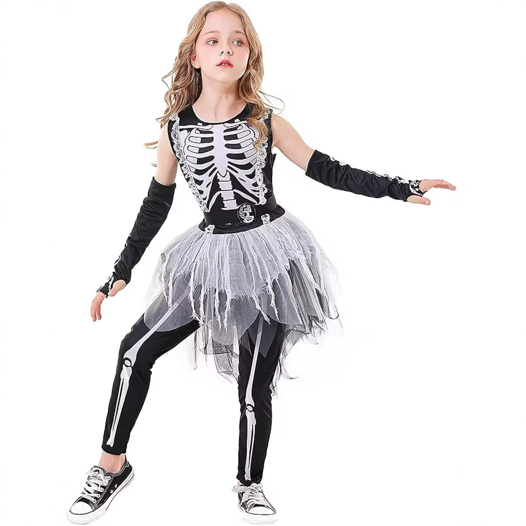 Детский костюм скелета-призрака на Хэллоуин в европейском и американском стиле, маскарадный костюм, костюм ужасов, костюм скелета, внешняя торговля