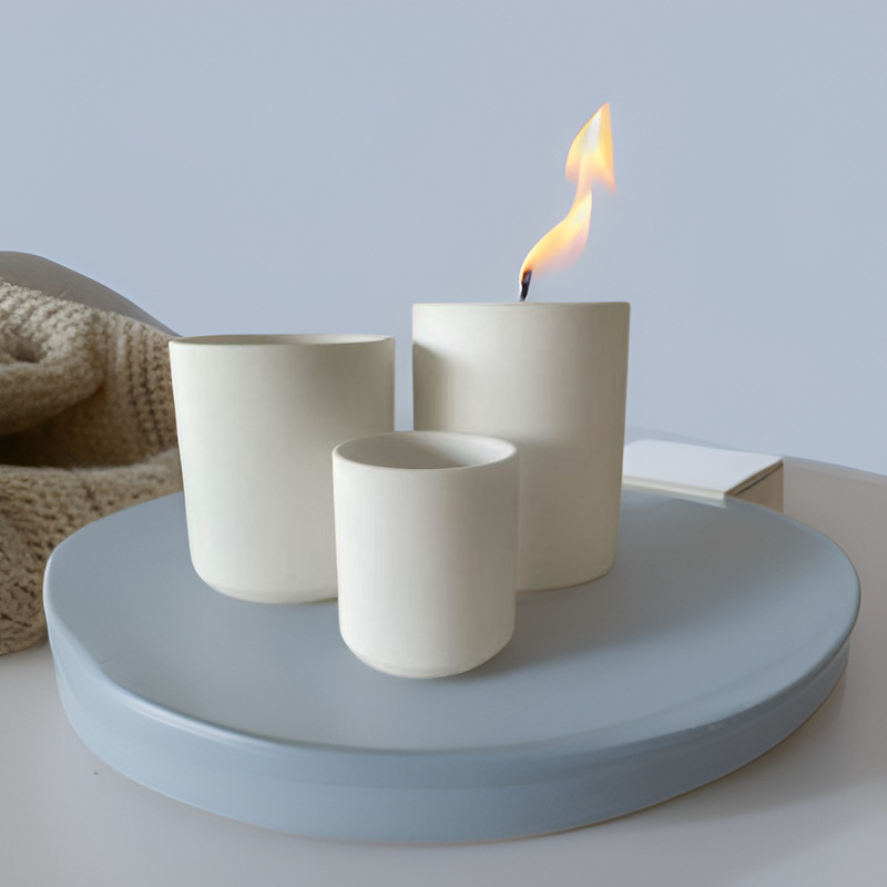 Cross-border supply factory direct aromatherapy cup ceramic candle wax filling cup white frosted small cup cross-border best selling l