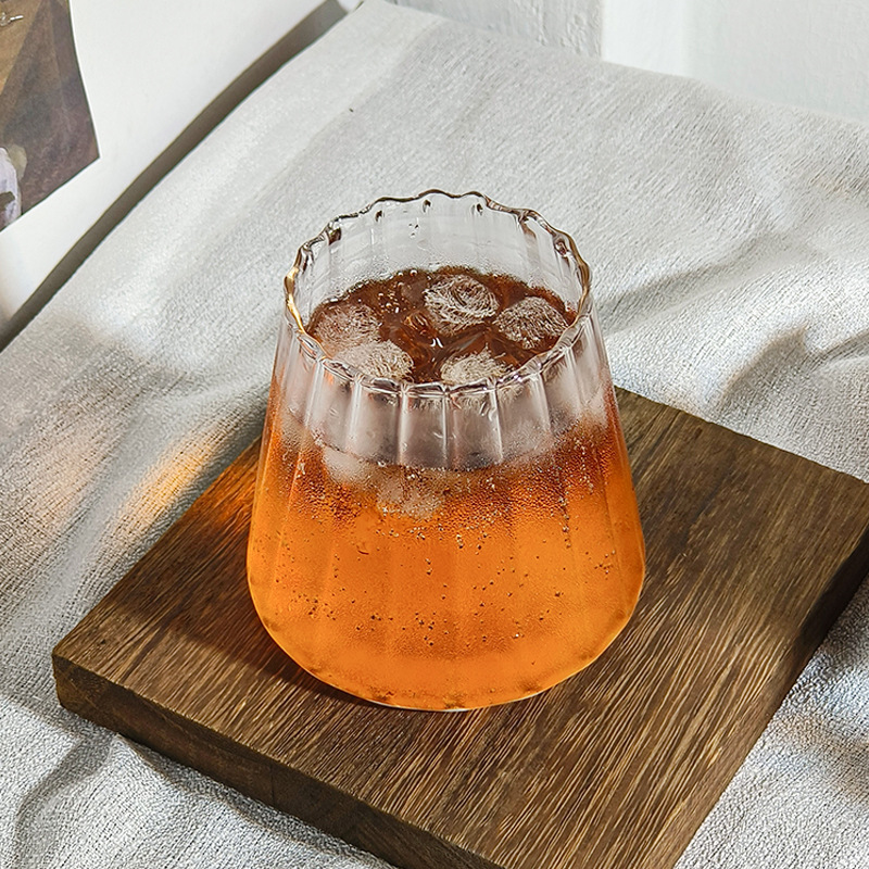Alta franja de vidrio de borosilicano Fuji Taza red bar de whisky taza de cerveza bebida fría taza de jugo de una sola capa