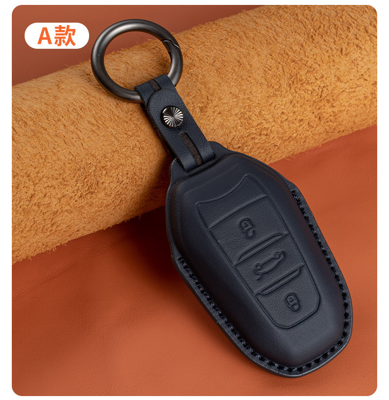 Suitable for Dongfeng Peugeot 408 top layer cowhide leather key case 308 car 3008 men's 4008 case 508500