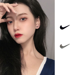 925 Silver Sports Casual Check Hip-Hop Victory Earings for Men and Women Dark Fitness Personality Trendy Ear Accessories