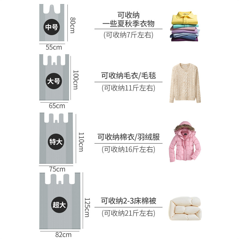 (2개) 이동 포장 더플 가방 침구 큰 비닐 봉지 오래 된 옷 포장 가방 면화 보관 가방 매듭 방지