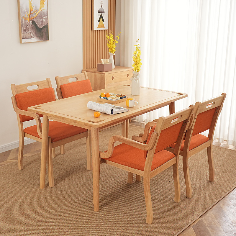 Solid Wood Elderly Table Suitable for Aging Dining Table and Chair Combination Nursing Home Apartment Furniture Nursing Home Suitable Old Table and Chairs