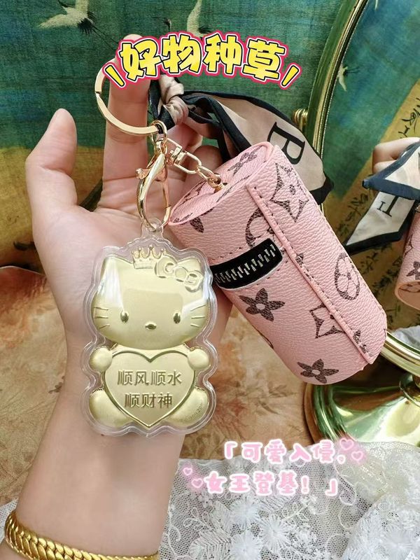 黄金招财kt猫钥匙扣挂件零钱包顺风顺水顺财神手机链包包挂饰批发|undefined