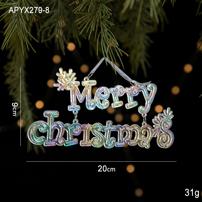 国境を越えた新しいクリスマス装飾品クリスマスツリー装飾アクリル飾り七彩透明氷晶ペンダント|undefined