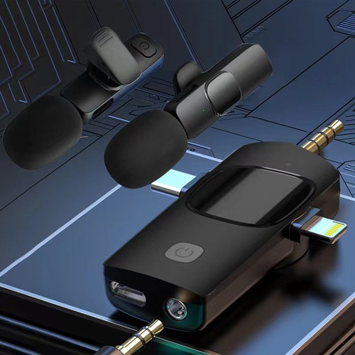New three-in-one wireless recording lavalier microphone outdoor video live broadcast microphone one-to-two noise reduction microphone cross-border
