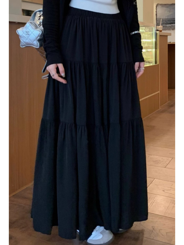 温柔风白色蛋糕裙显瘦半身裙女夏季高腰中长款A字宽松伞裙蓬蓬裙|undefined