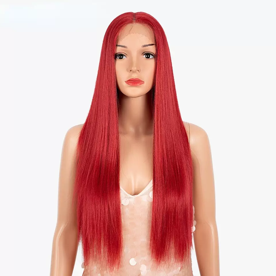 瑞贝卡假发欧美非洲新款黑色中分长直发女化纤高温丝假发跨境爆款