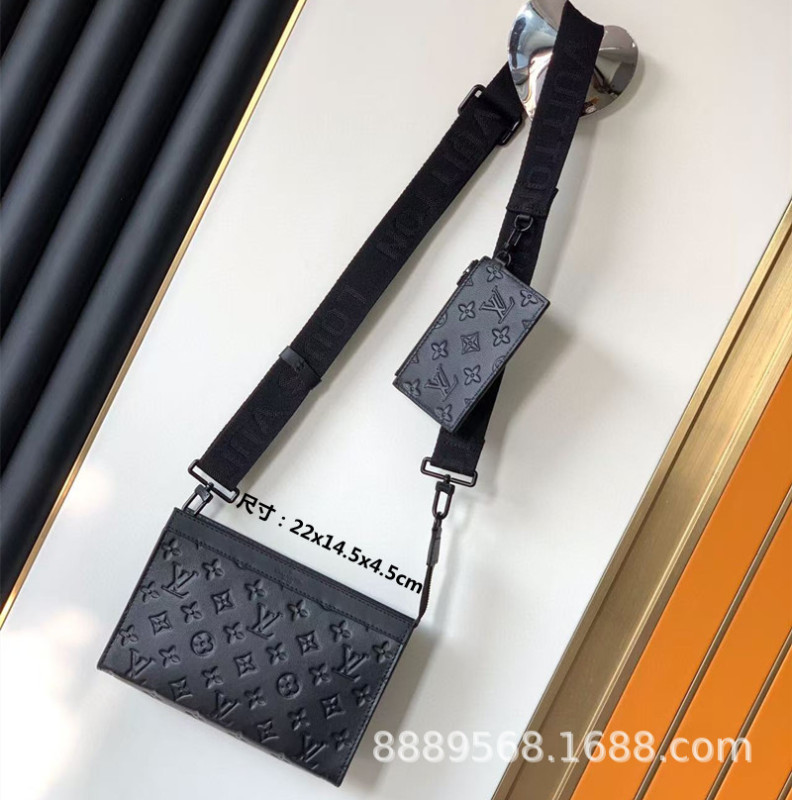 直接供給クロスボーダー m lv メンズバッグレディースバッグブラックウォリアーメッセンジャーバッグ枕バッグチェーンバッグボックスバッグポータブルブリーフケース|undefined