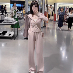 2025春季新款女高级感长袖连帽卫衣外套高腰阔腿裤休闲运动两件套
