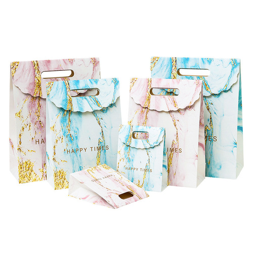 Nordic ins style marble gift bag hand bag hand paper bag teacher holiday gift bag clothing packaging bag