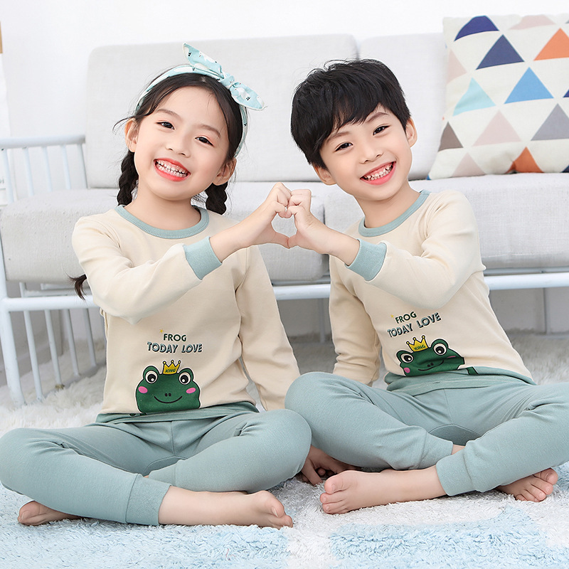 어린이 속옷 세트 소년 만화 가을 옷 가을 바지 순면 여아 면 스웨터 어린이 가정 옷 잠옷 가을
