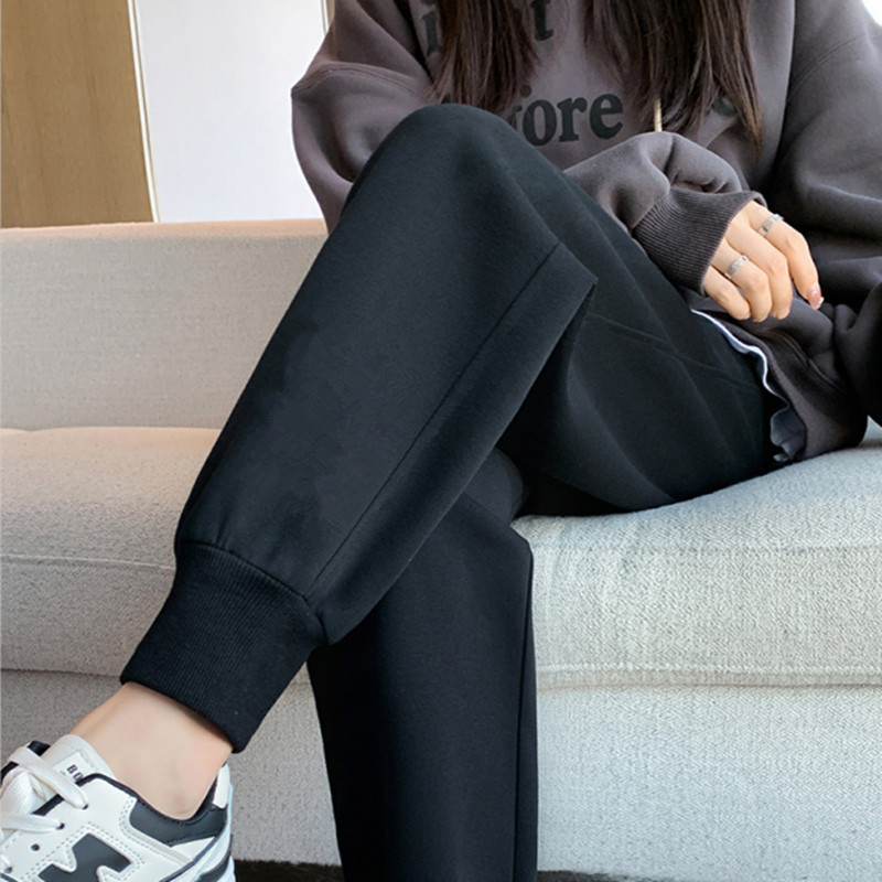 솔리드 컬러 스크류 블랙 팬츠 얇은 스타일