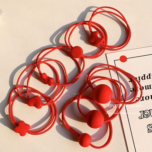 Cute Minimalist Red Hair Ribbon New Year Hair Tie Ponytail Hair Ring Headband Versatile Girl Hair Ribbon Hair Accessory Wholesale