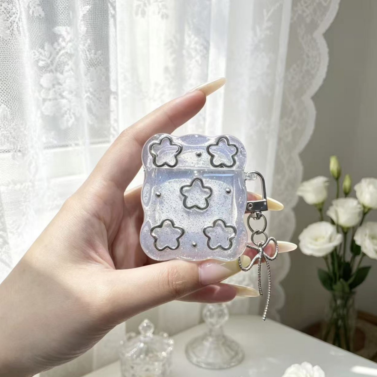 Aplicable para Apple Bluetooth auriculares cubierta hueco flor goteo de goma Airpods4 cubierta ondulada cubierta de auriculares pro3
