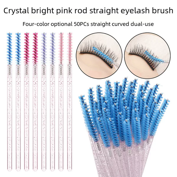 50 pts/pack crystal rod straight eyelash brush solid eyelash roll spiral makeup tools small brush eyebrow comb