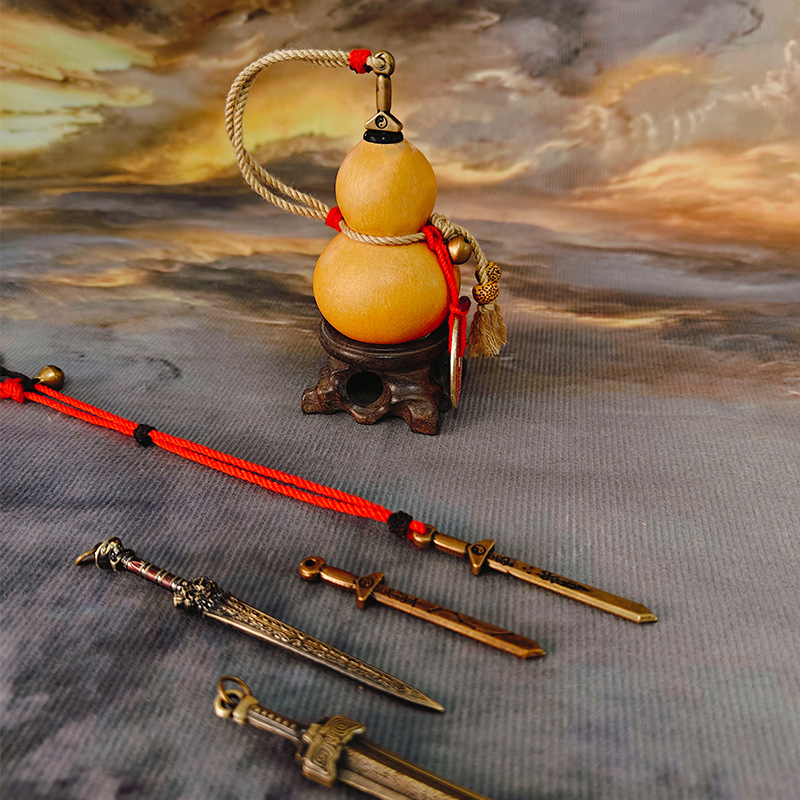 DIY sword-raising gourd, small sword accessories, crafted antique items, handmade cotton rope, hanging rope, inlay, homemade tool kit