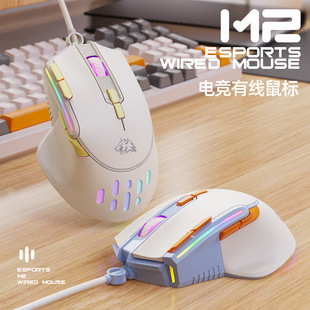 Free Wolf M2 Game Mouse RGB Luminous Notebook Electric Competition 12800DPI Macro Definition Customized Mouse