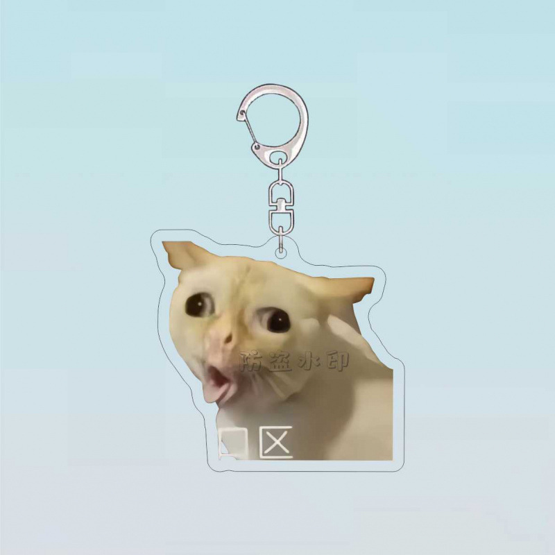 震え音爆火猫meme表情バッグのキーホルダーは抽象的なアクリルかばんのストラップを作って友達にプレゼントします|undefined
