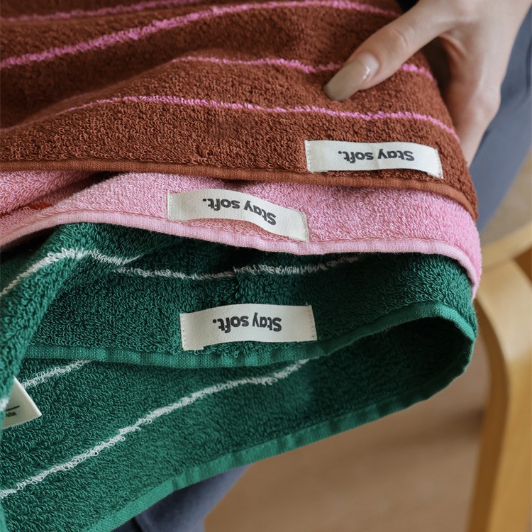 INS Vintage Streifen-Waschlappen aus gekämmter Baumwolle, weich, saugfähig, Klasse A, flauschig, farblich abgesetzt_voghion.com