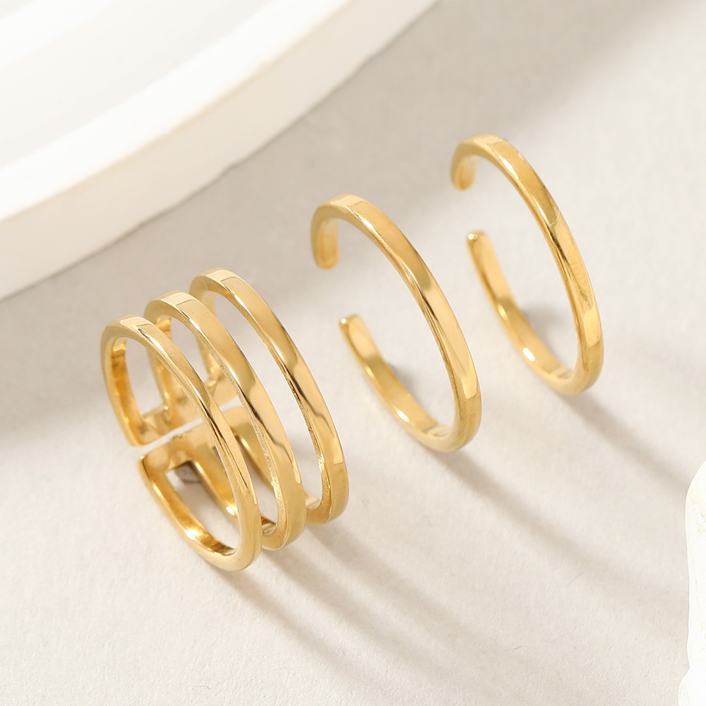 Anillo de acero de titanio fino anillo de nicho de moda ajustable abierto anillo de tres piezas de acero inoxidable fábrica de joyas image 4