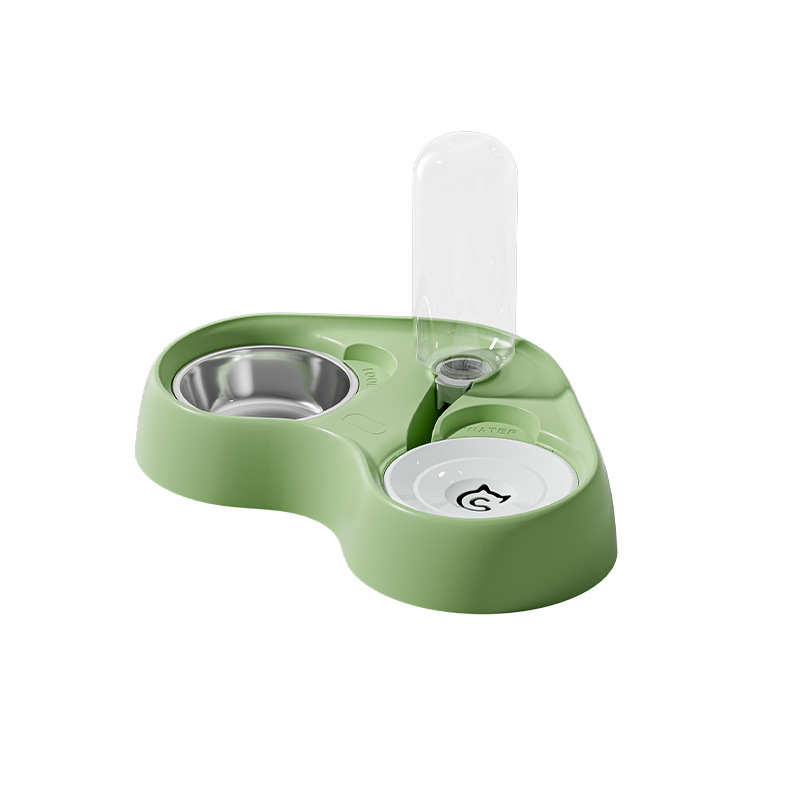 Pet doble tazón de agua potable y alimentación integral dos en uno anti-derroquear tazón de perro tazón gato fábrica directa de artículos para mascotas