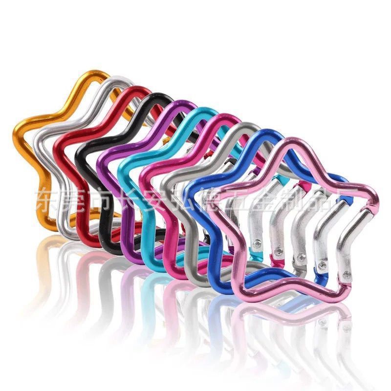 Aluminum Alloy Personalized Hanging Buckle Five-Pointed Star Carabiner Quick-Hook Keychain Star Hanging Buckle Safety Buckle Backpack Buckle Colorful