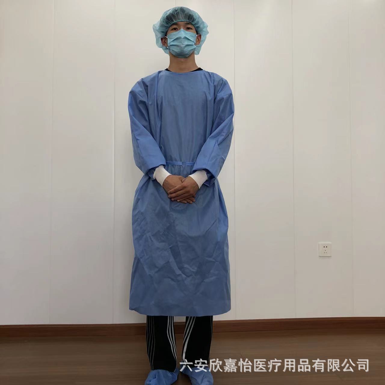 厂家批发一次性蓝色隔离衣美容院防水工作服防护服抗菌防护服