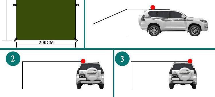 Rainproof and sunproof car side tent, outdoor camping tent for cars, SUV side tent, camping canopy