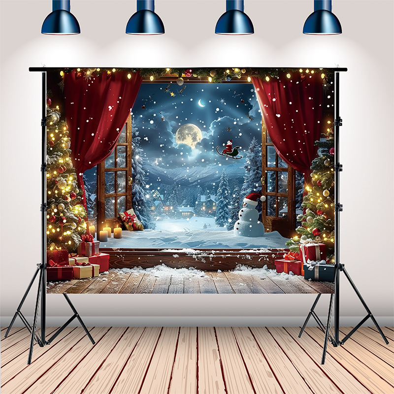 Tela de fondo de estudio de Navidad Actividades de Navidad Decoración de fiesta Tela de pared de fondo Escena de nieve de Navidad Tela colgante de fondo de foto